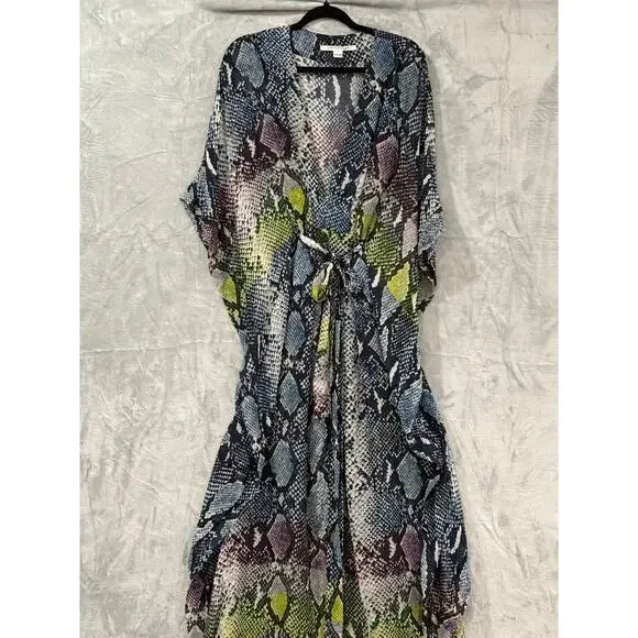 DVF Annushka Python Silk Belted Caftan Maxi Dress Womens S Luxe Resort Gown